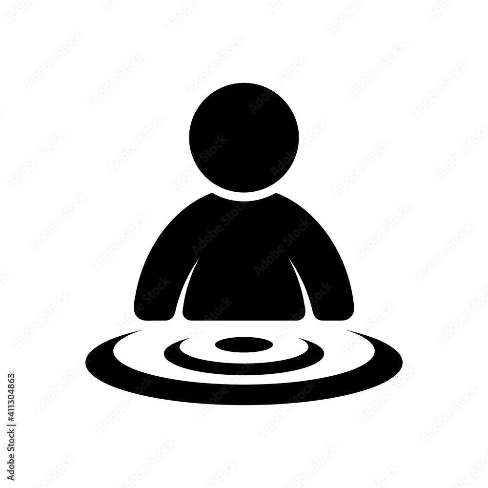 Wall mural man rotation icon. 360 degree rotation. vector location symbol