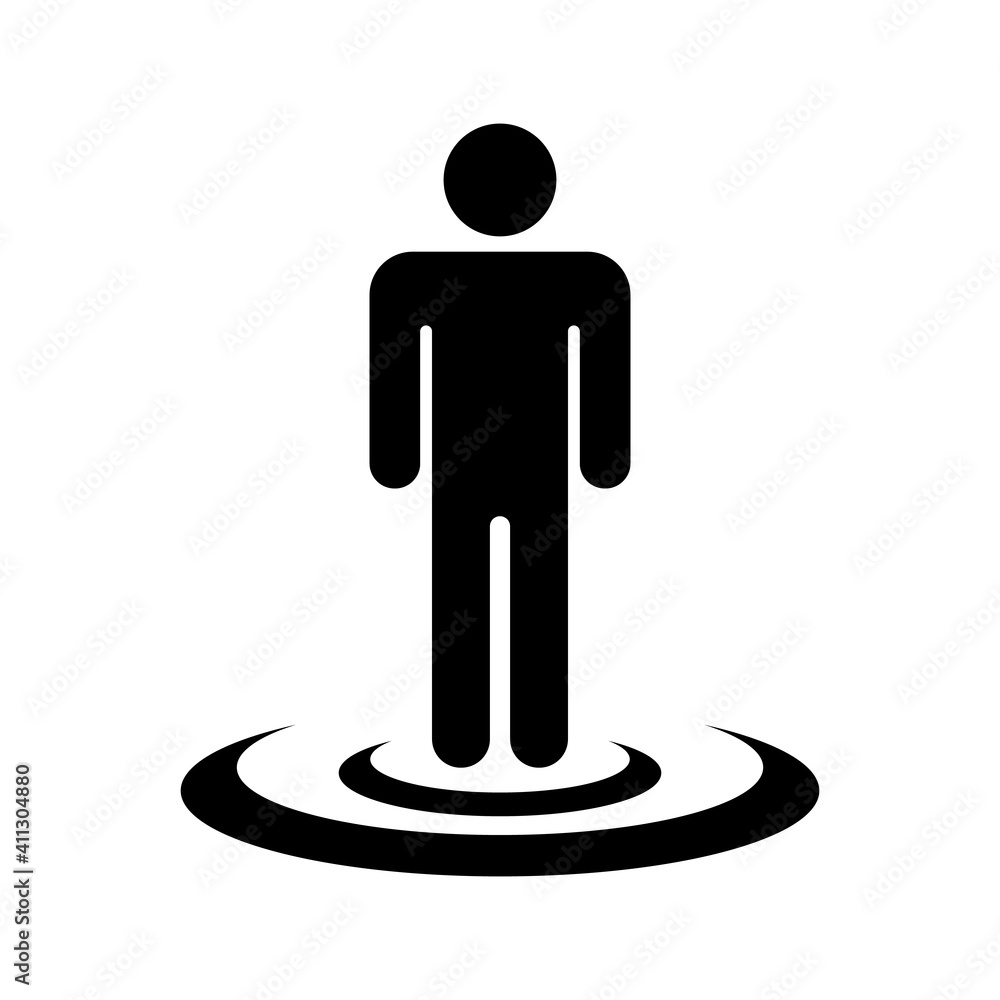 Wall mural man rotation icon. 360 degree rotation. vector location symbol