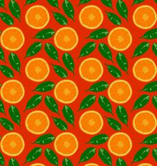 Pattern with a slice of lemon and a leaf