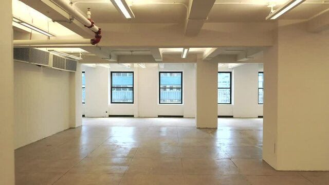 Pull Away Shot of Empty White Office Space