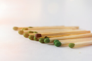 Scattered matches. Soft focus.