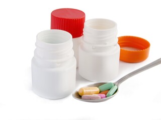 various medicines as multicolor pills and capsules