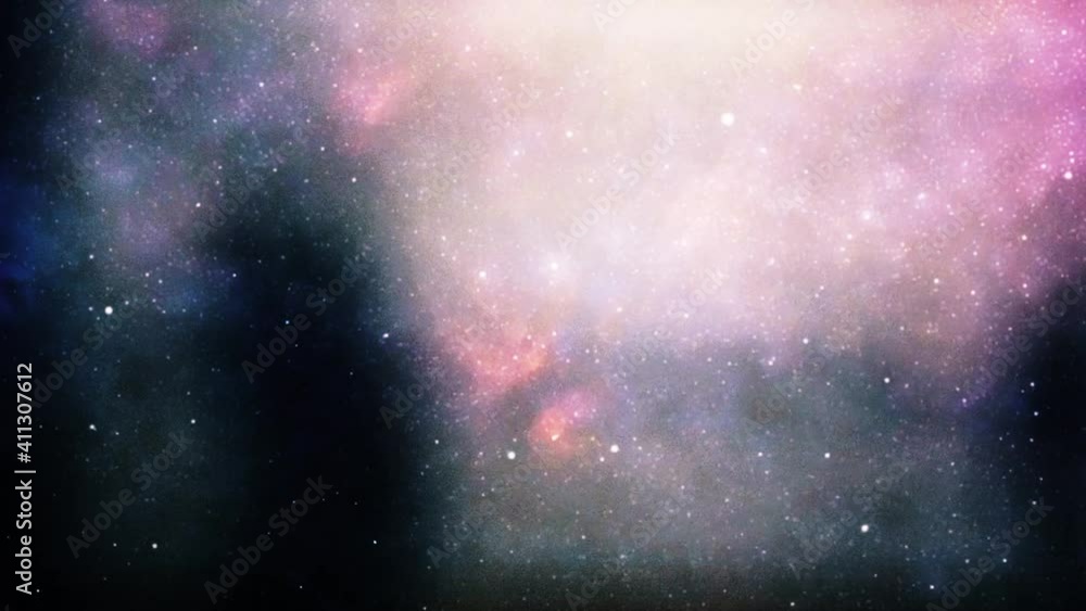 Poster dark universe. stars and nebulae in deep space animation