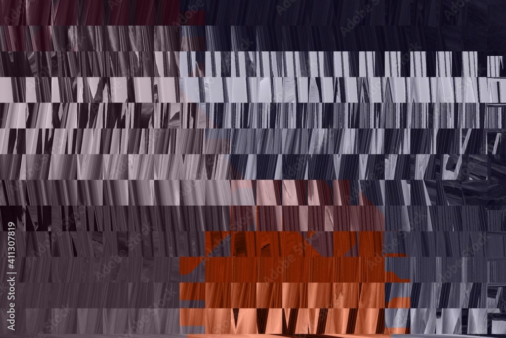 Fototapete modern background with dead pixel and bug, glitch and error signal. optical distortion, overlapping 