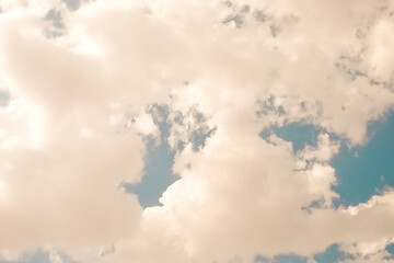 white air clouds against the blue sky. clear warm summer day.