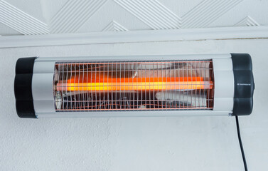 Infrared wall heater for cold winter days.Close-up
