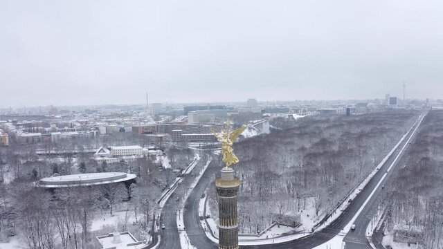 The Victory Column (Siegess&auml;ule) in Berlin, Germany. 2021	