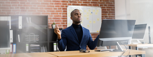 Healthy Yoga Meditation In Office Chair