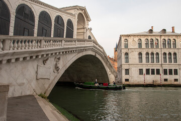 Fototapeta na wymiar The Rialto Bridge over the Grand Canal, City of Venice, Italy, Europe