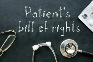 Patient's bill of rights is shown on the conceptual photo using the text