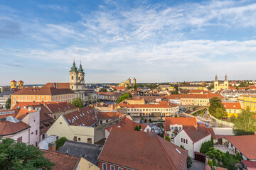 Obraz premium Panorama of Eger from above, Hungary