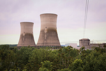 Old cooling towers at the Three Mile Island nuclear plant in  Harrisburg, PA. 