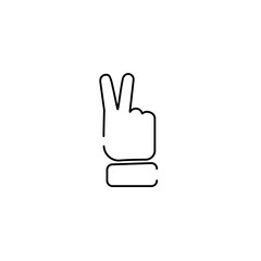 peace sign emoji, finger gesture line art vector icon for apps and websites