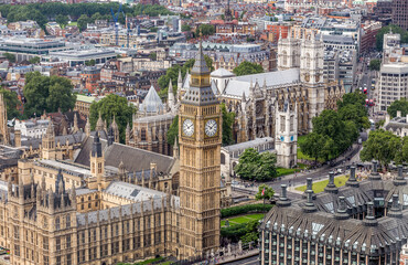 Big Ben in London from above