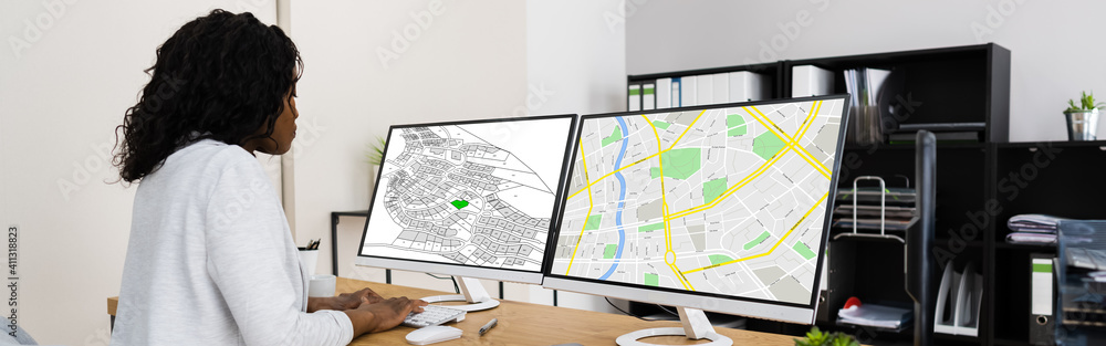 Aufkleber Cadastre Plot Land Map. Building Project