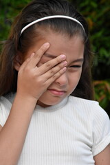 Tearful Cute Minority Female Tween Closeup