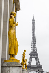 Fototapeta na wymiar Eiffel Tower from Trocadero in Paris