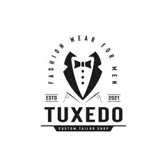 Fashion wear for men, Tuxedo tailor vintage logo design