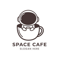 space cafe logo with cute astronaut