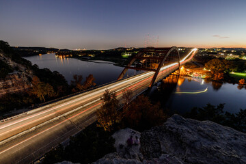 Austin pennybacker bridge at night