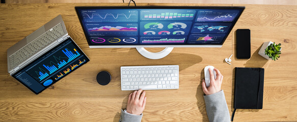 Business Woman Analyst Using KPI Data