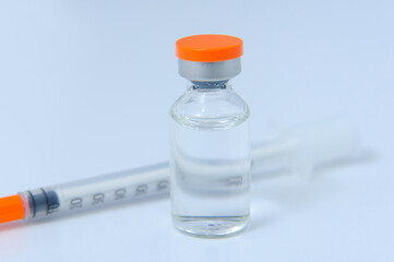 Vaccine vial medical drug bottles syringe injection