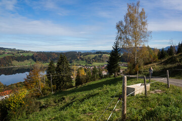 panoramic view on lake from mountain