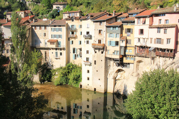 Fototapeta na wymiar Pont-en-Royans, a charming and picturesque village in Vercors Regional Nature Park in the French alps