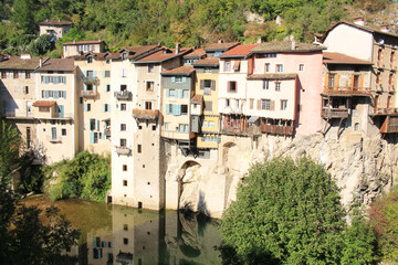 Obraz premium Pont-en-Royans, a charming and picturesque village in Vercors Regional Nature Park in the French alps