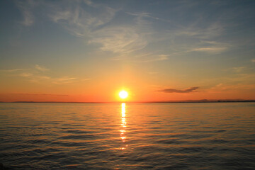 Amazing sunset in port camrague in France