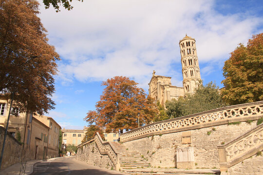 Uzes Cathedral, a Roman Catholic church located in Uzes, France