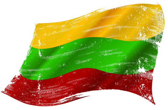 Lithuanian grunge waving flag. A grunge flag of Lithuania  in the wind for you. 