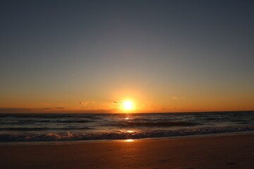 Sunset at Manatee public beach at Anna maria island, Florida USA