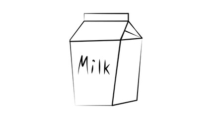 Milk carton box illustration, dairy paper pack icon