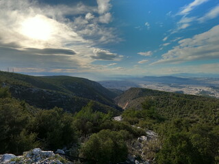 Fototapeta na wymiar Panorama of Athens, Greece, on a bright day