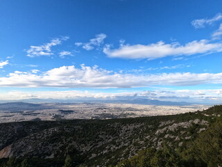 Panorama of Athens, Greece, on a bright day