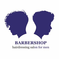 Silhouette of a man with a beautiful and stylish hairstyle. Profile of a young man. Barbershop, hairdressing salon for men.