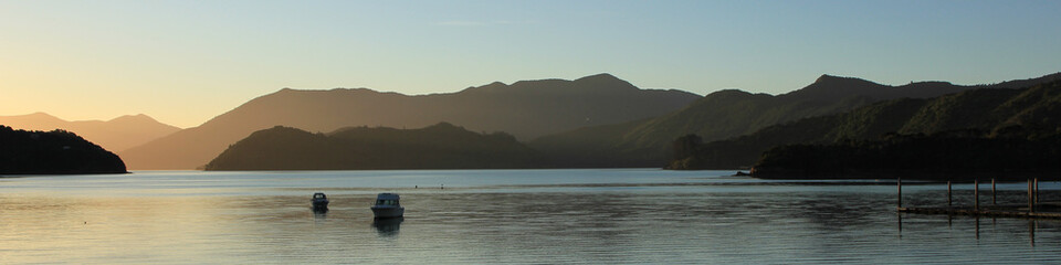 Summer evening in Portage bay, New Zealand.