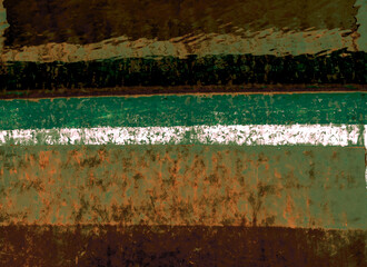 Landscape like abstraction of patterns in the side of a rusty boat