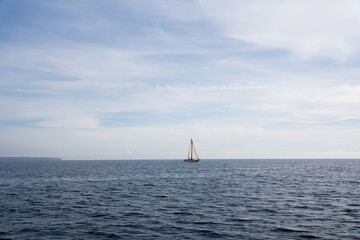 Single boat on the sea. Mallorca