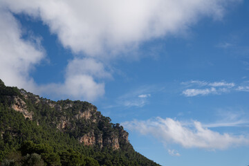 Clouds over the mountains in Mallorca. 