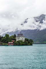 castle of iseltwald on the lake