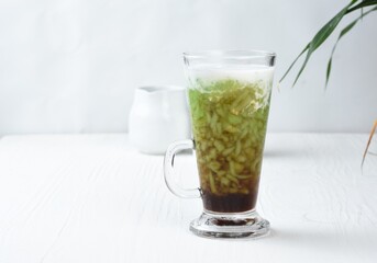 Cendol is a sweet ice dessert made from rice flour, pandan leaf extract, coconut milk, and palm sugar syrup. Cendol is popular in Indonesia and other Southeast Asia such as Brunei, Cambodia, Malaysia
