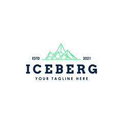 Floating Ice Mountain or Iceberg logo design with simple line art style