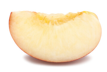sliced white nectarine path isolated on white