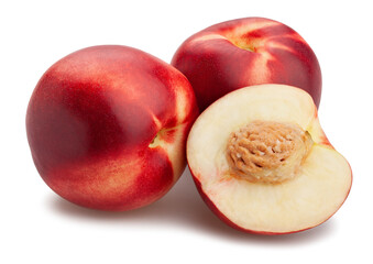 sliced white nectarine path isolated on white