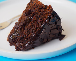slice of home made chocolate fudge cake 