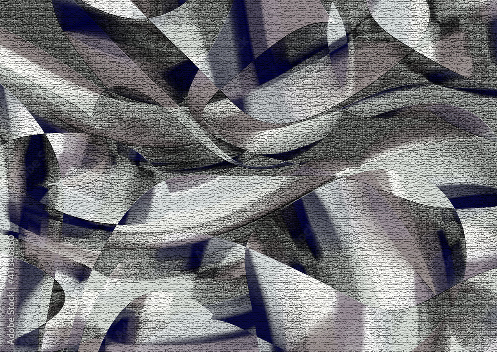 Aufkleber modern abstract art background of random shapes in shades of grey on canvas