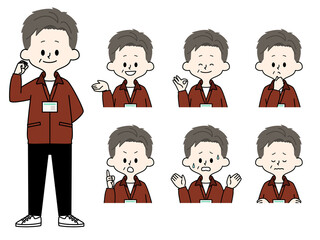 中年男性職員の表情セット