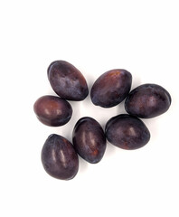 plums. plums on a white background top view